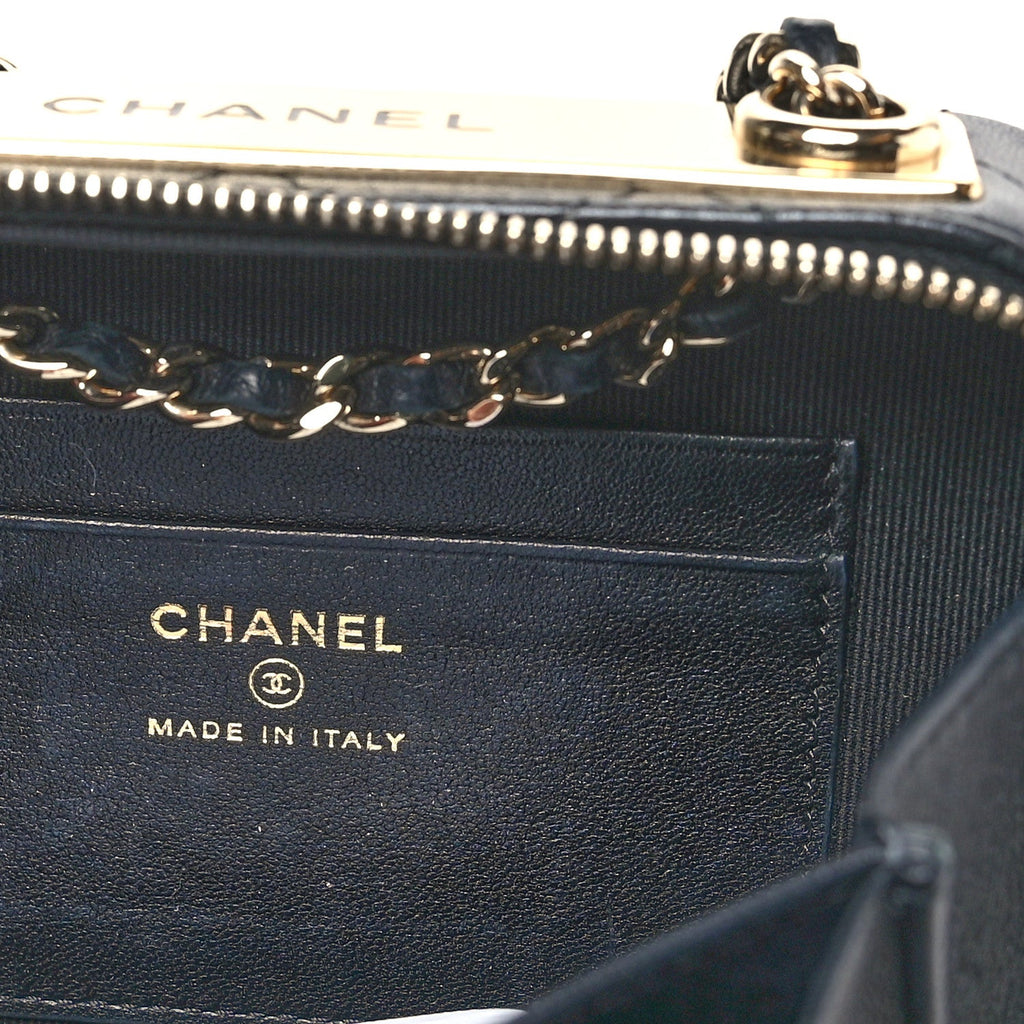 Chanel Lambskin Quilted Small Trendy CC Camera Case With Chain Navy
