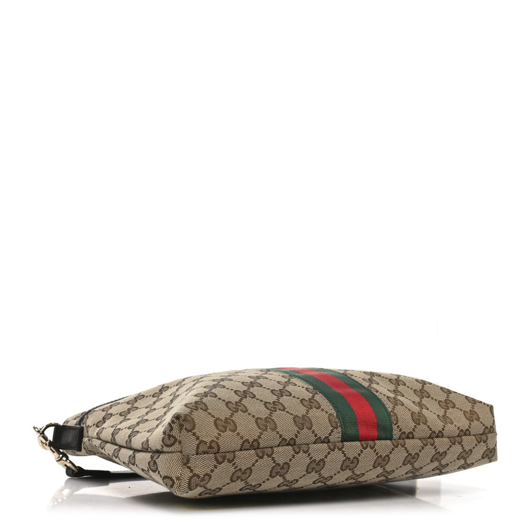 Gucci GG Monogram Web Flat Messenger Bag Black