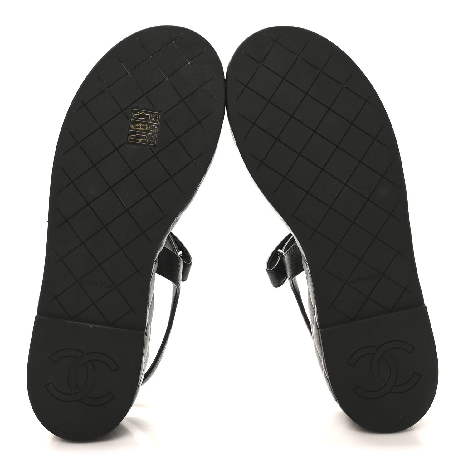 Lambskin Quilted Chain CC Platform Sandals 39.5 Black