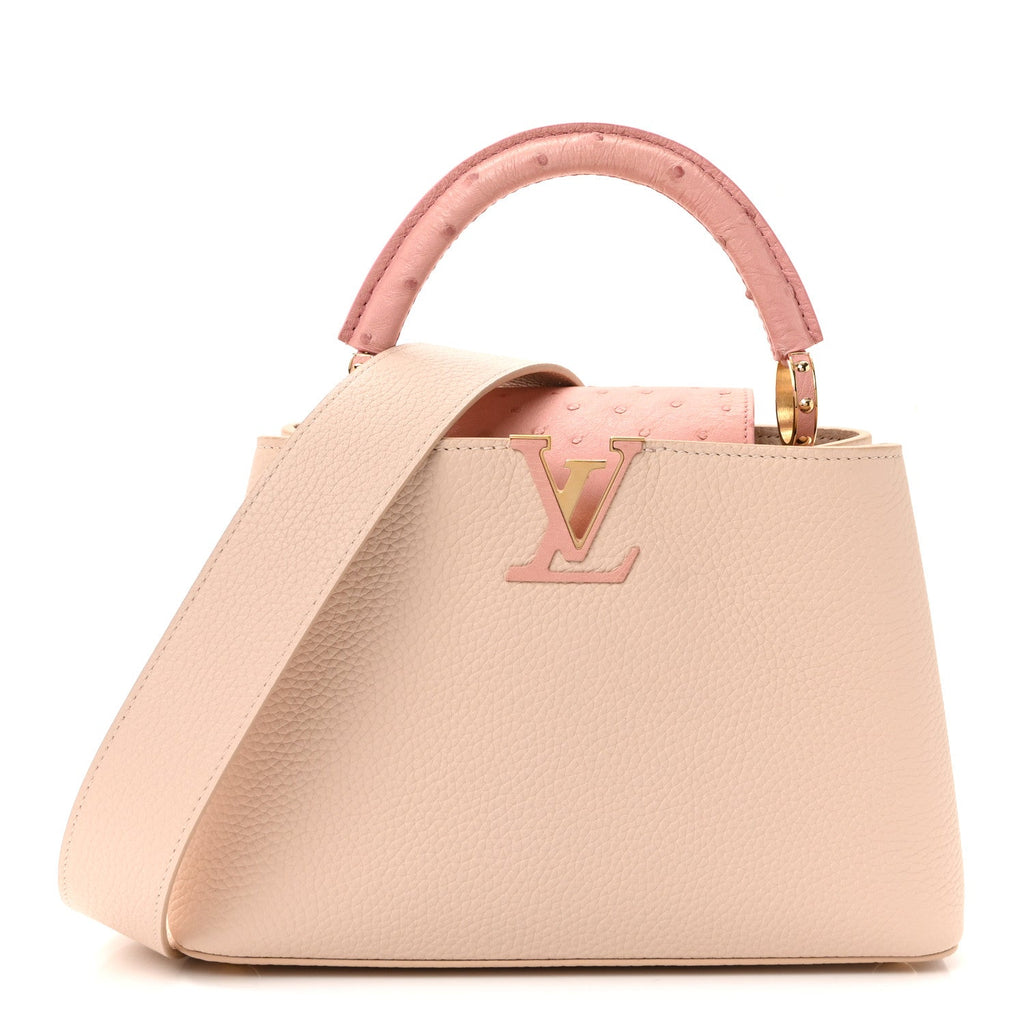 Louis Vuitton Taurillon Ostrich Capucines BB Powder Pink Beige