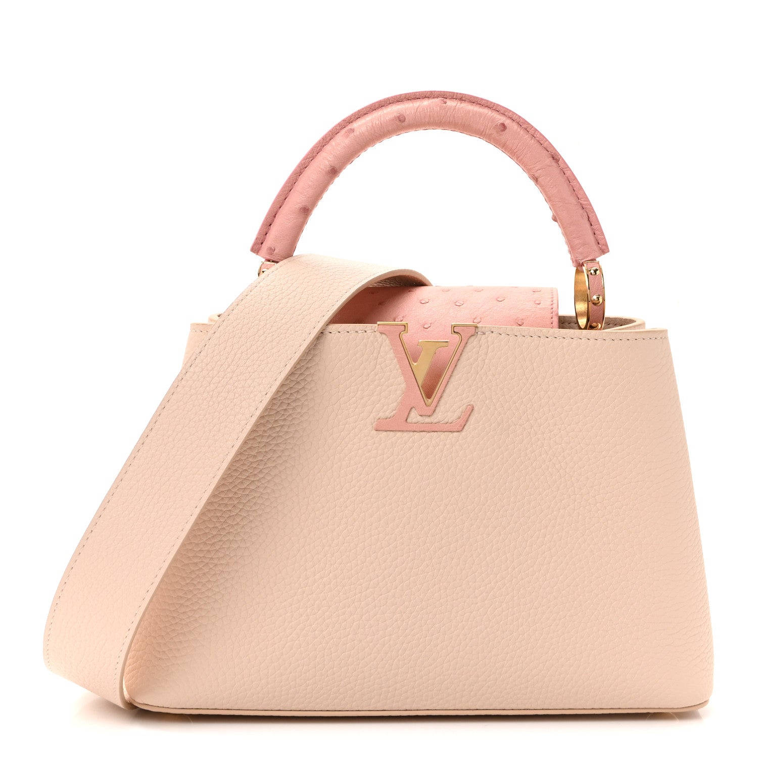 Louis Vuitton Taurillon Ostrich Capucines BB Powder Pink Beige