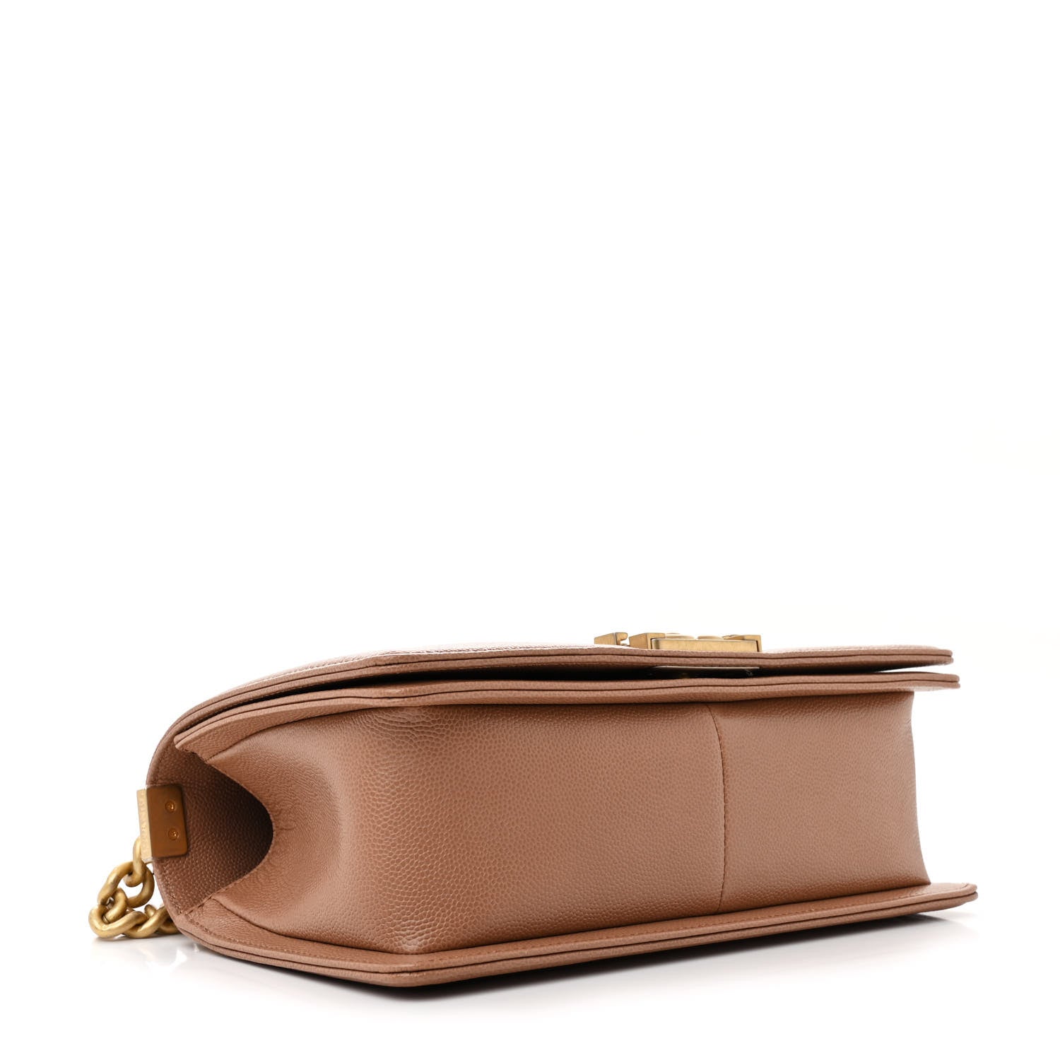 Chanel Caviar Chevron Quilted Medium Boy Flap Brown