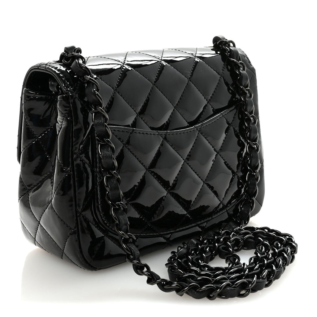 Chanel Patent Calfskin Quilted Mini Square Flap So Black