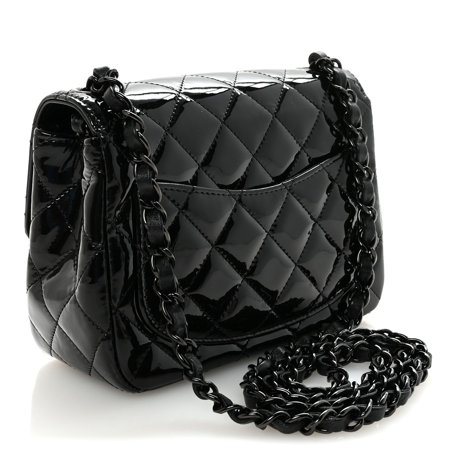 Chanel Patent Calfskin Quilted Mini Square Flap So Black