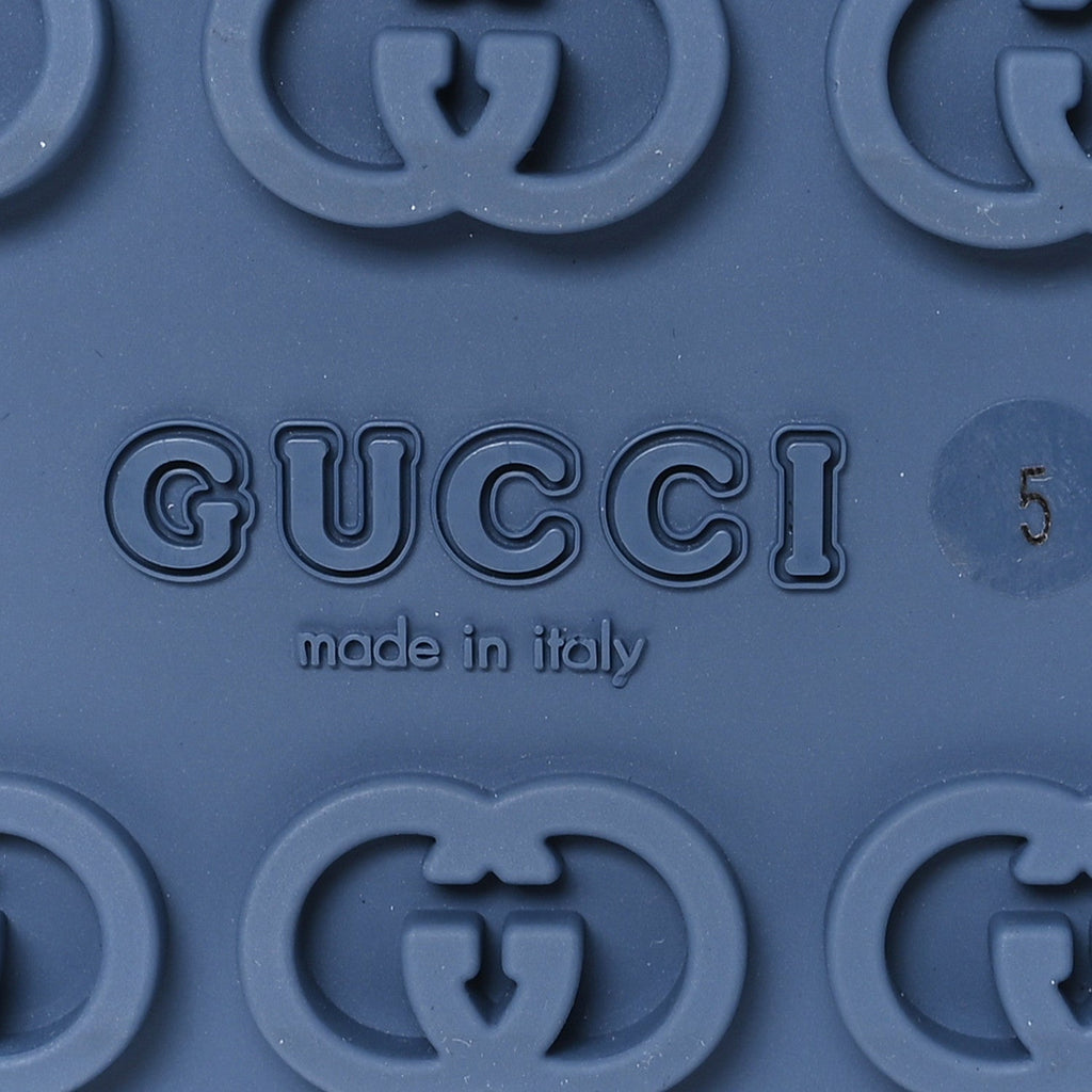 Gucci Soft Rubber Horsebit Mens Platform Slingback Sandals 5 Washed Indigo