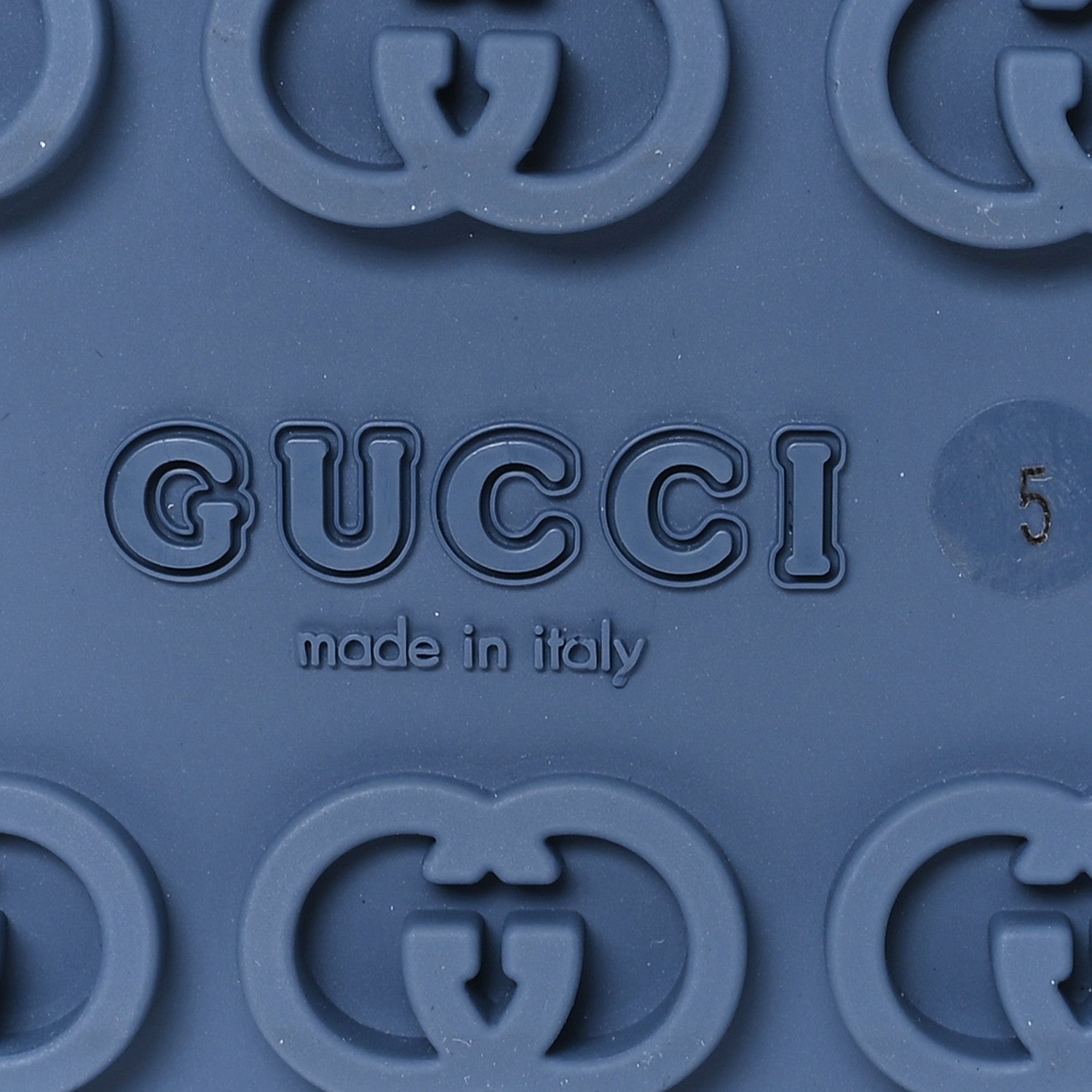 Gucci Soft Rubber Horsebit Mens Platform Slingback Sandals 5 Washed Indigo