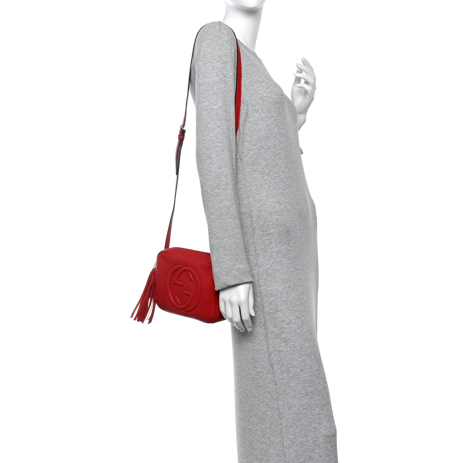 Gucci Pebbled Calfskin Small Soho Disco Bag Tabasco Red