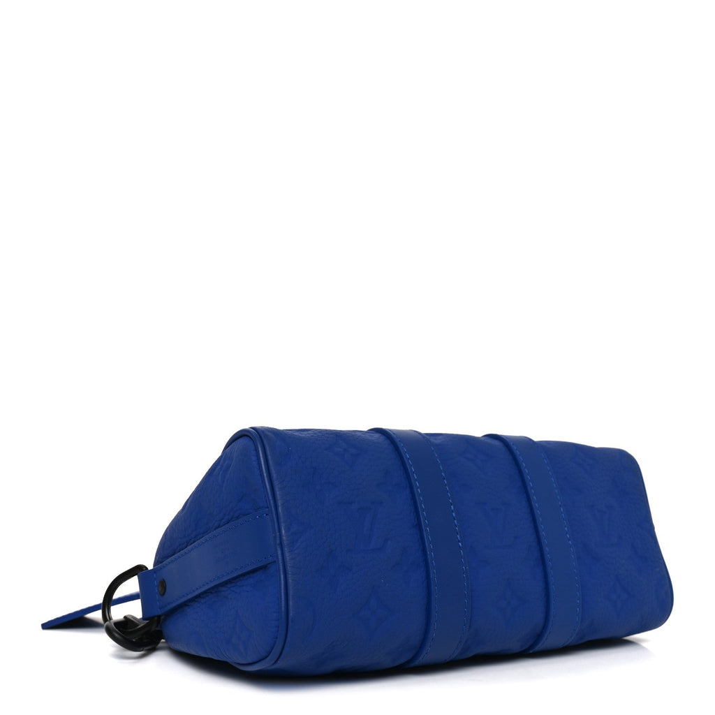 Louis Vuitton Monogram Taurillon Keepall Bandouliere 25 Racing Blue