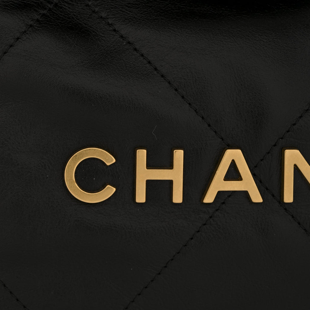 Chanel Shiny Calfskin Quilted Chanel 22 Black