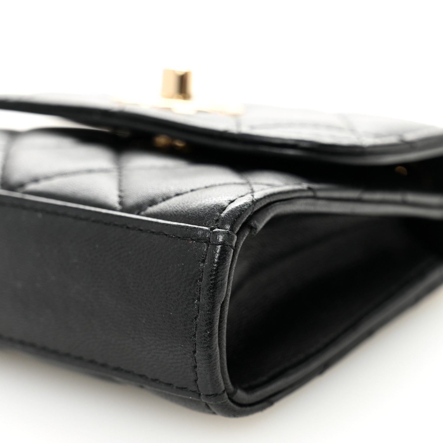 Chanel Lambskin Quilted Trendy CC Card Holder On Chain Black