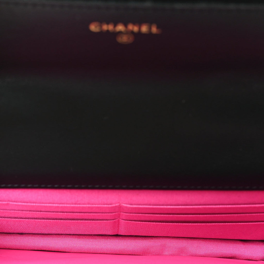 Chanel Fabric Printed Chanel 19 Wallet On Chain WOC Black Multicolor