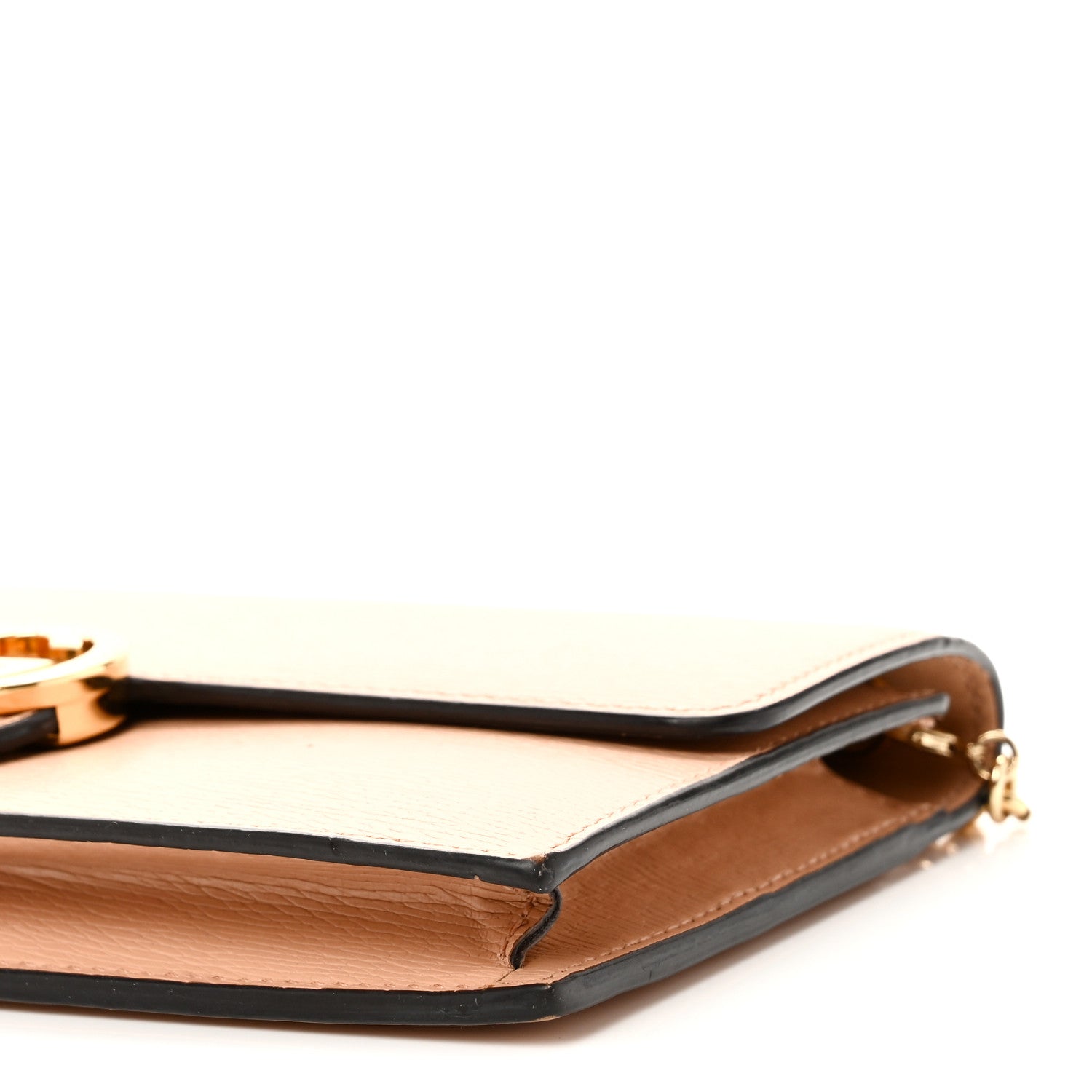 Gucci Dollar Calfskin Interlocking G Chain Wallet Camelia