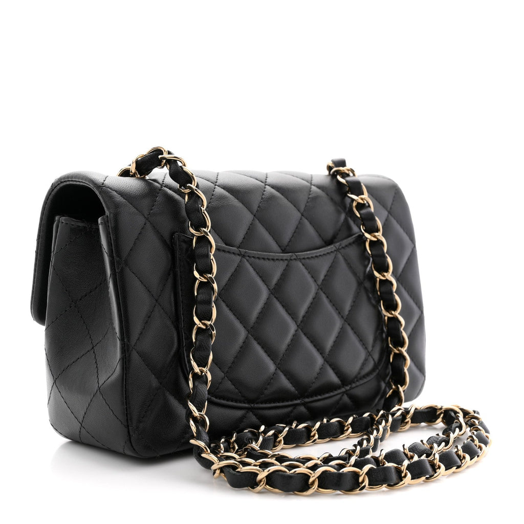 Chanel Lambskin Quilted Hollywood Charms Mini Rectangular Flap Black