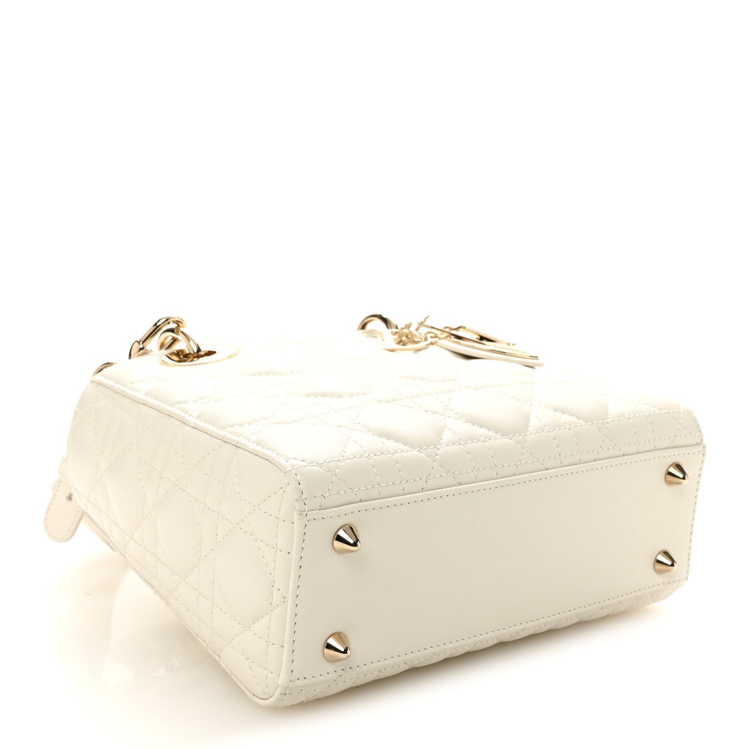 Christian Dior Lambskin Cannage Small My ABCDior Lady Dior White