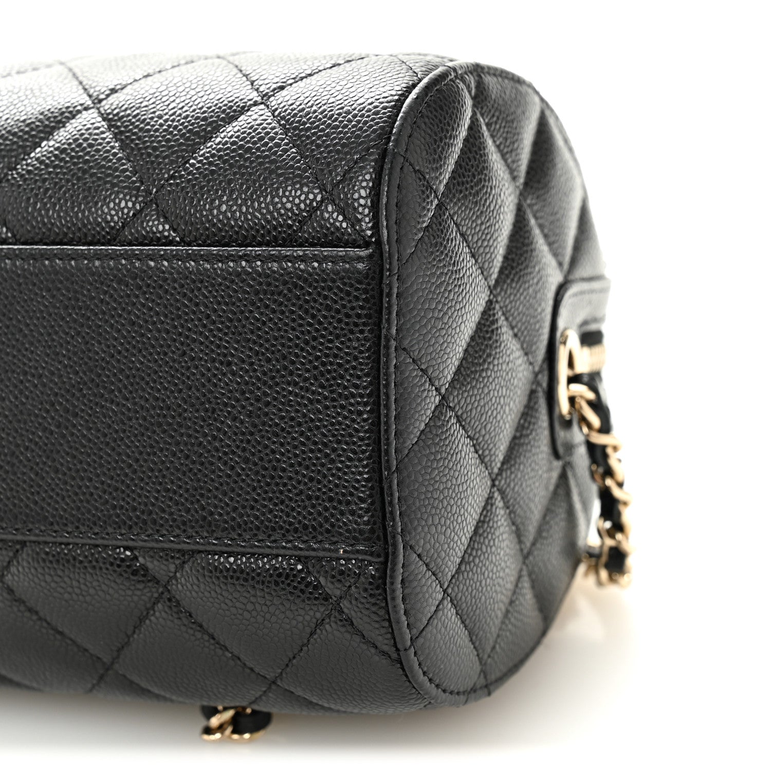 Chanel Caviar Quilted Barrel Clutch With Chain Black