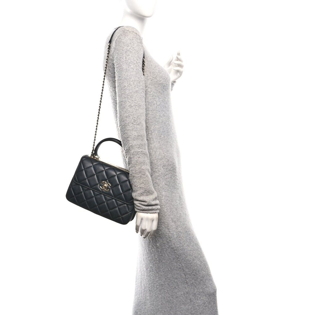 Chanel Lambskin Quilted Small Trendy CC Dual Handle Flap Bag Black