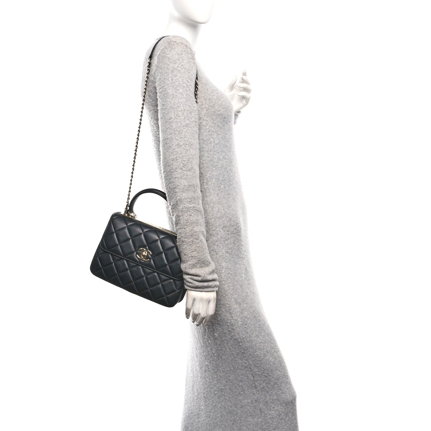 Chanel Lambskin Quilted Small Trendy CC Dual Handle Flap Bag Black