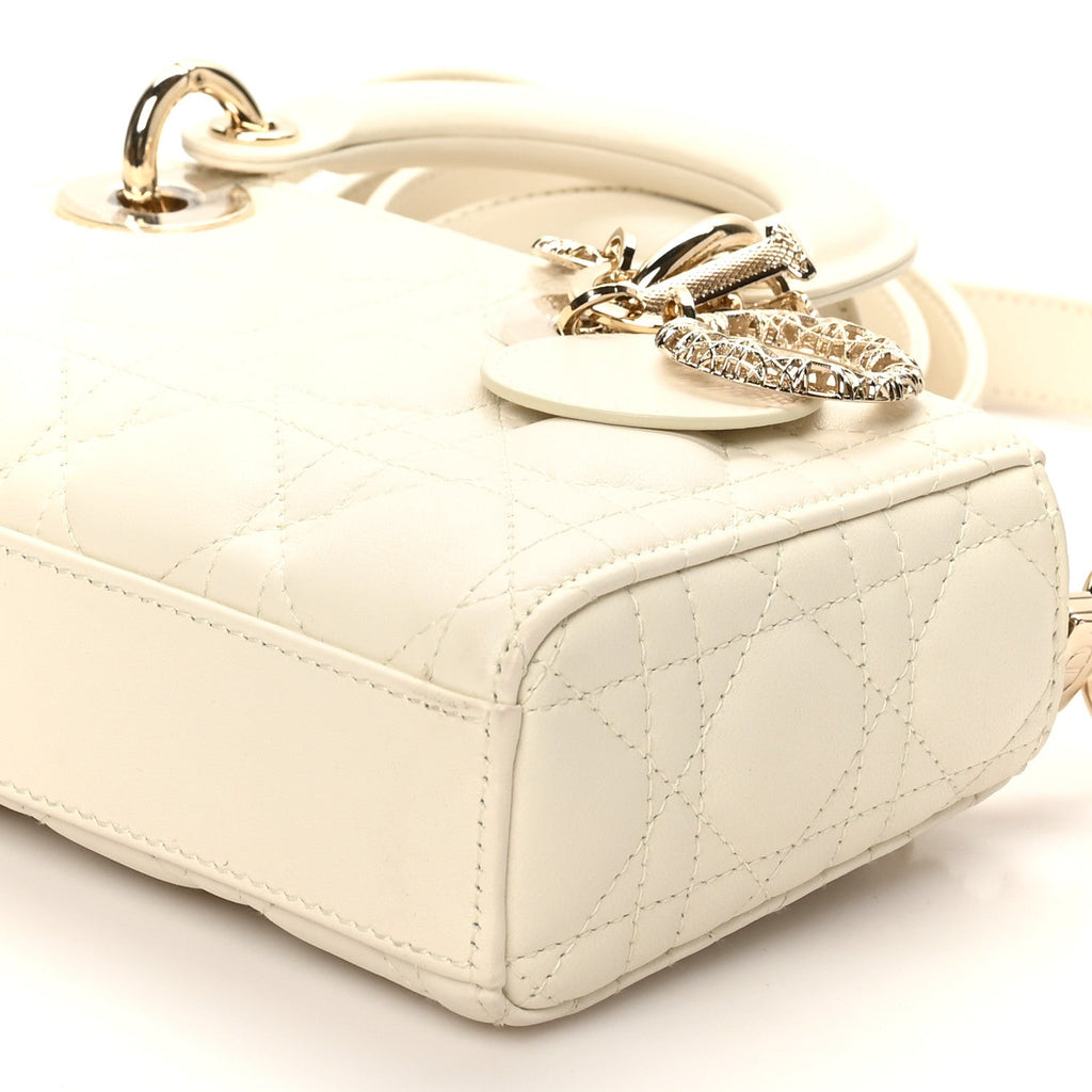 Christian Dior Lambskin Cannage Small Lady D-Joy Latte