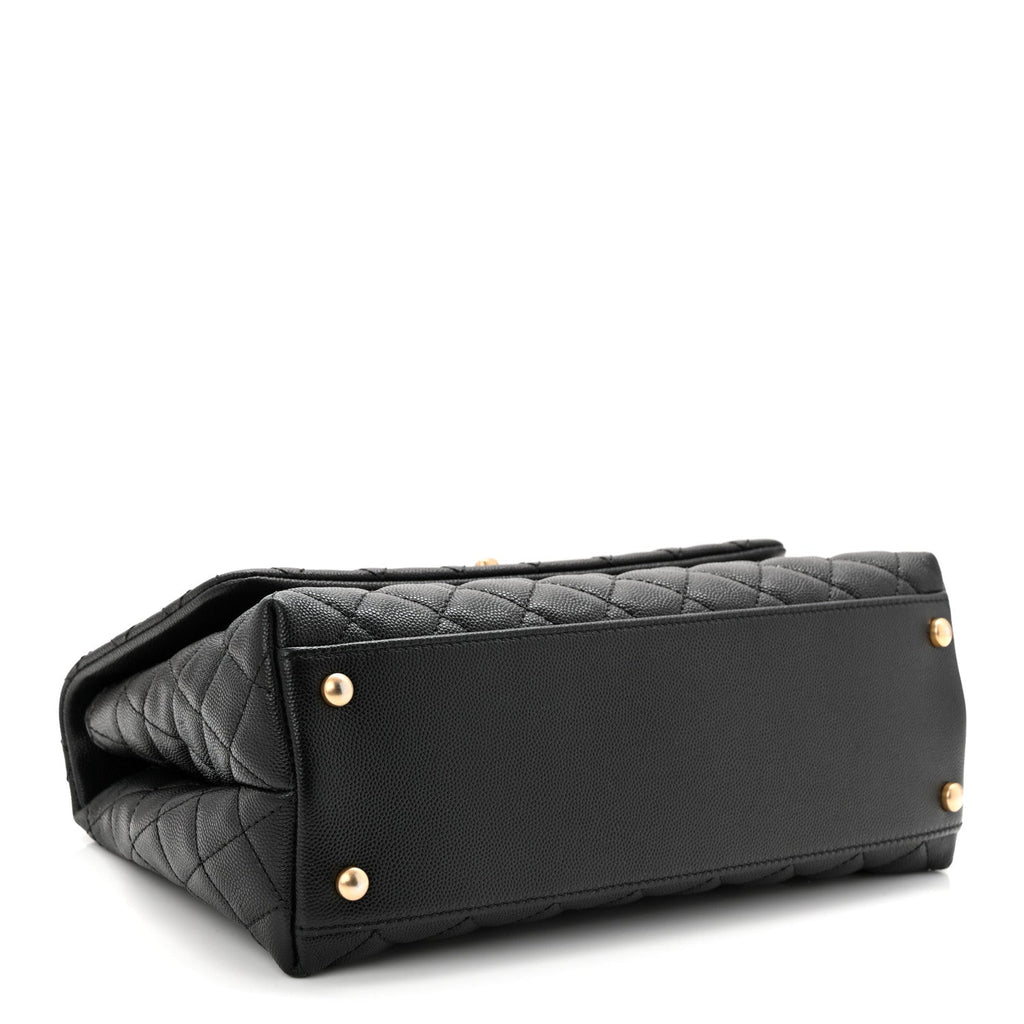 Chanel Caviar Lizard Embossed Quilted Small Coco Handle Flap Black