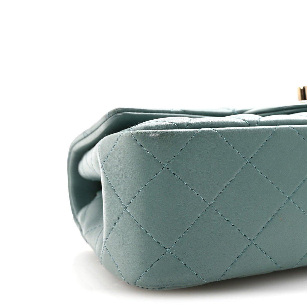Chanel Lambskin Quilted Mini Rectangular Flap Green