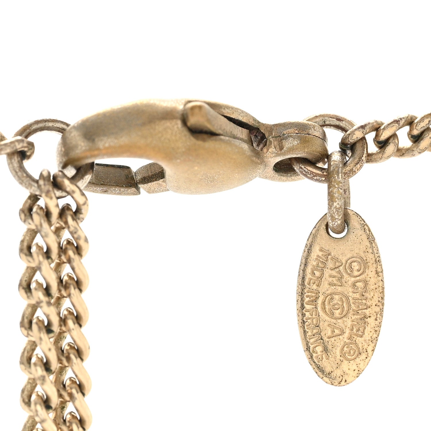 Pearl CC Pendant Necklace Light Gold