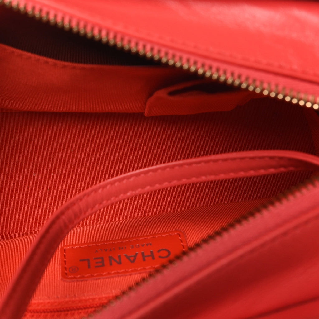 Chanel Aged Calfskin Quilted Small Gabrielle Hobo Coral