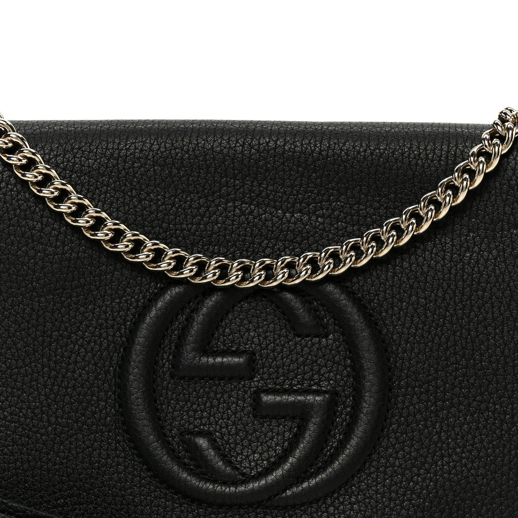 Gucci Pebbled Calfskin Medium Soho Flap Crossbody Black
