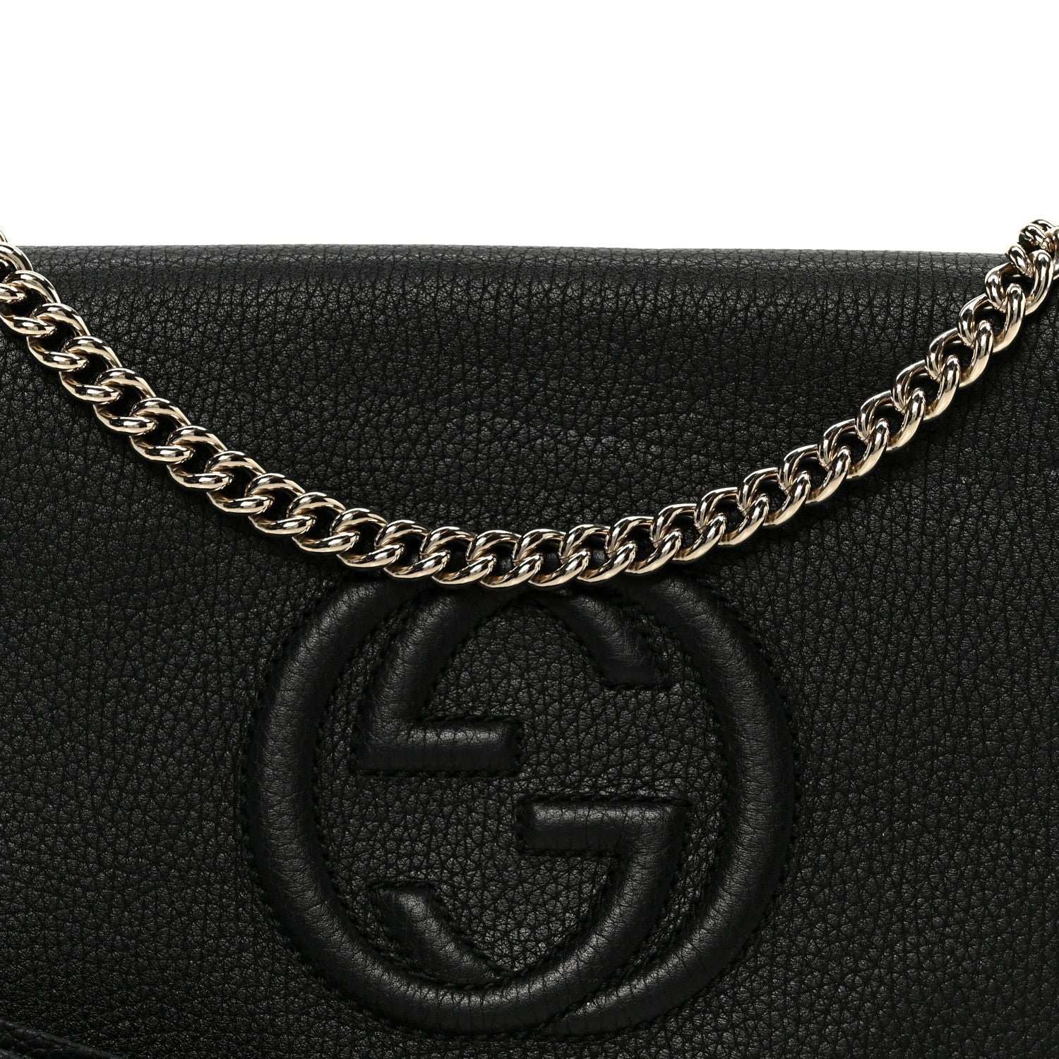 Gucci Pebbled Calfskin Medium Soho Flap Crossbody Black
