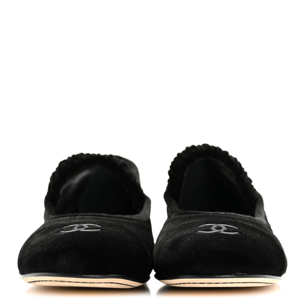 Chanel Velvet Mary Jane Flats 39 Black