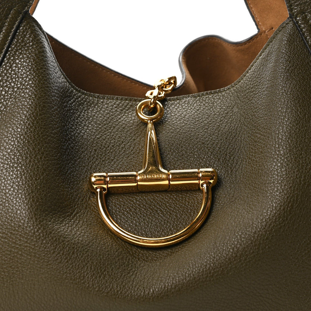 Gucci Grained Calfskin Softbit Maxi Shoulder Bag Forest Green