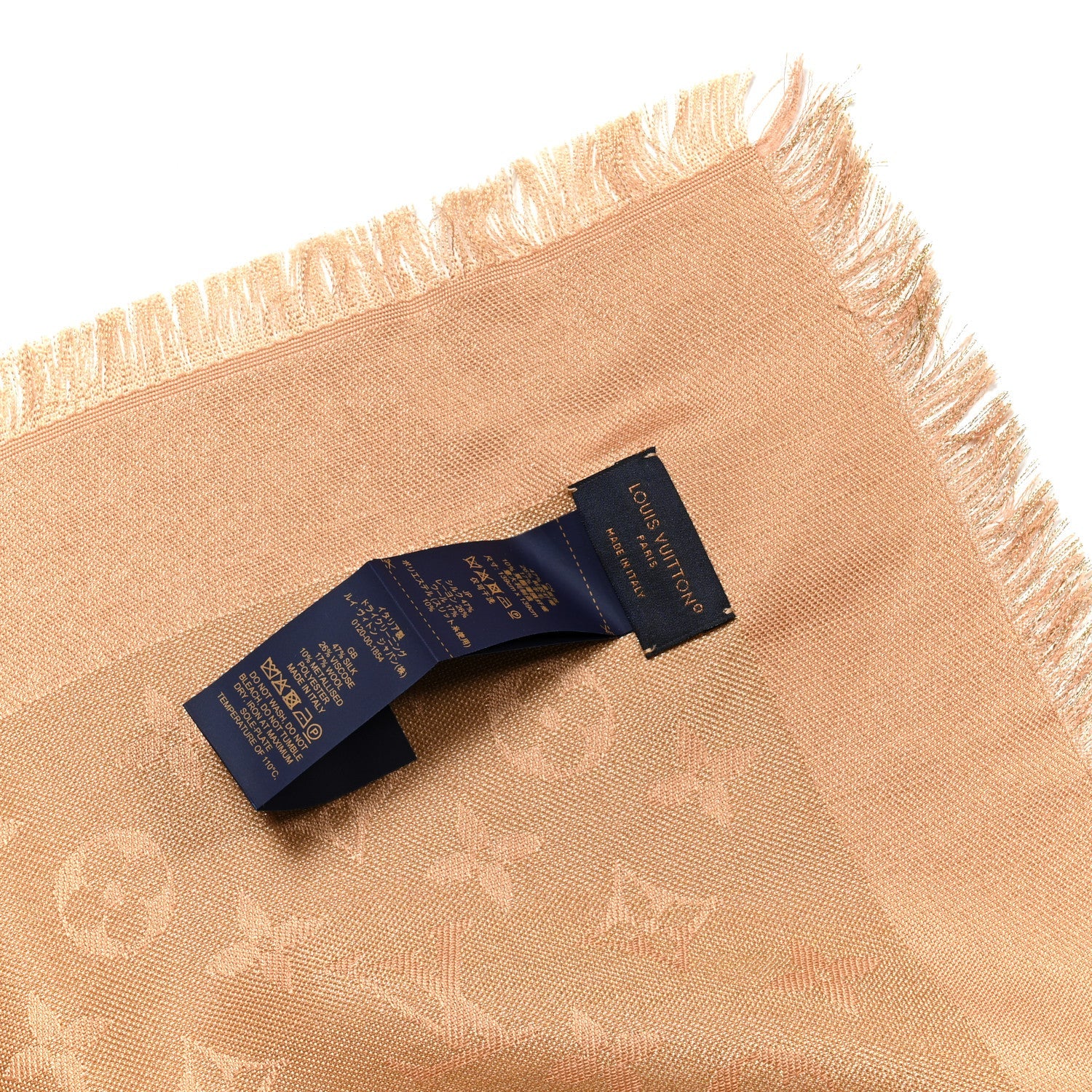 Louis Vuitton Silk Wool Monogram Shine Shawl Caramel