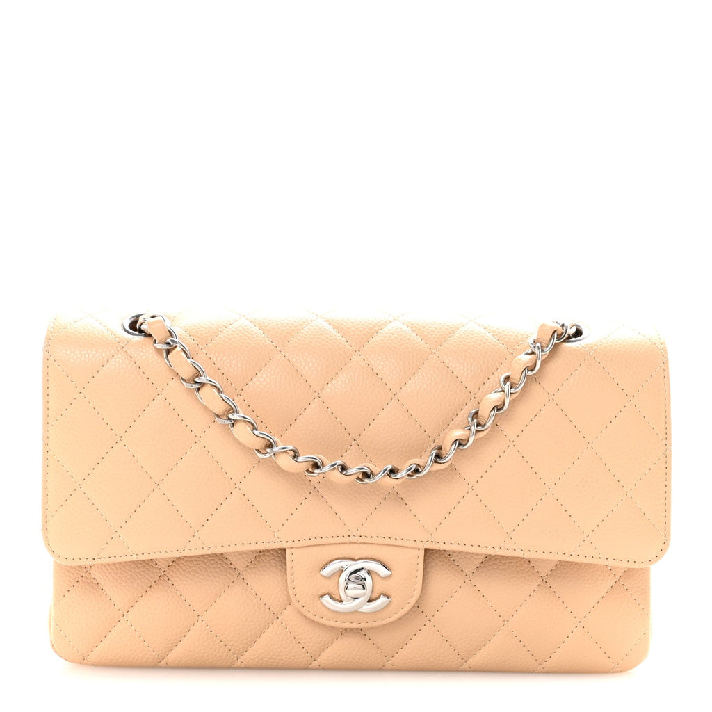 Chanel Caviar Quilted Medium Double Flap Beige