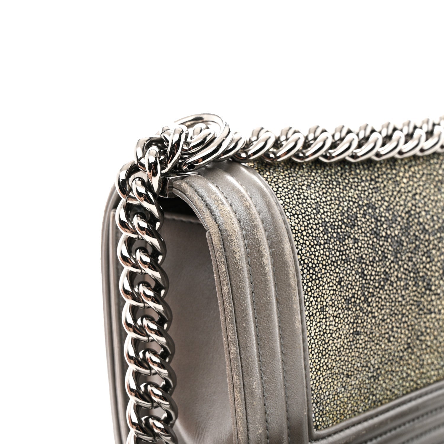 Chanel Galuchat Stingray Small Boy Flap Silver