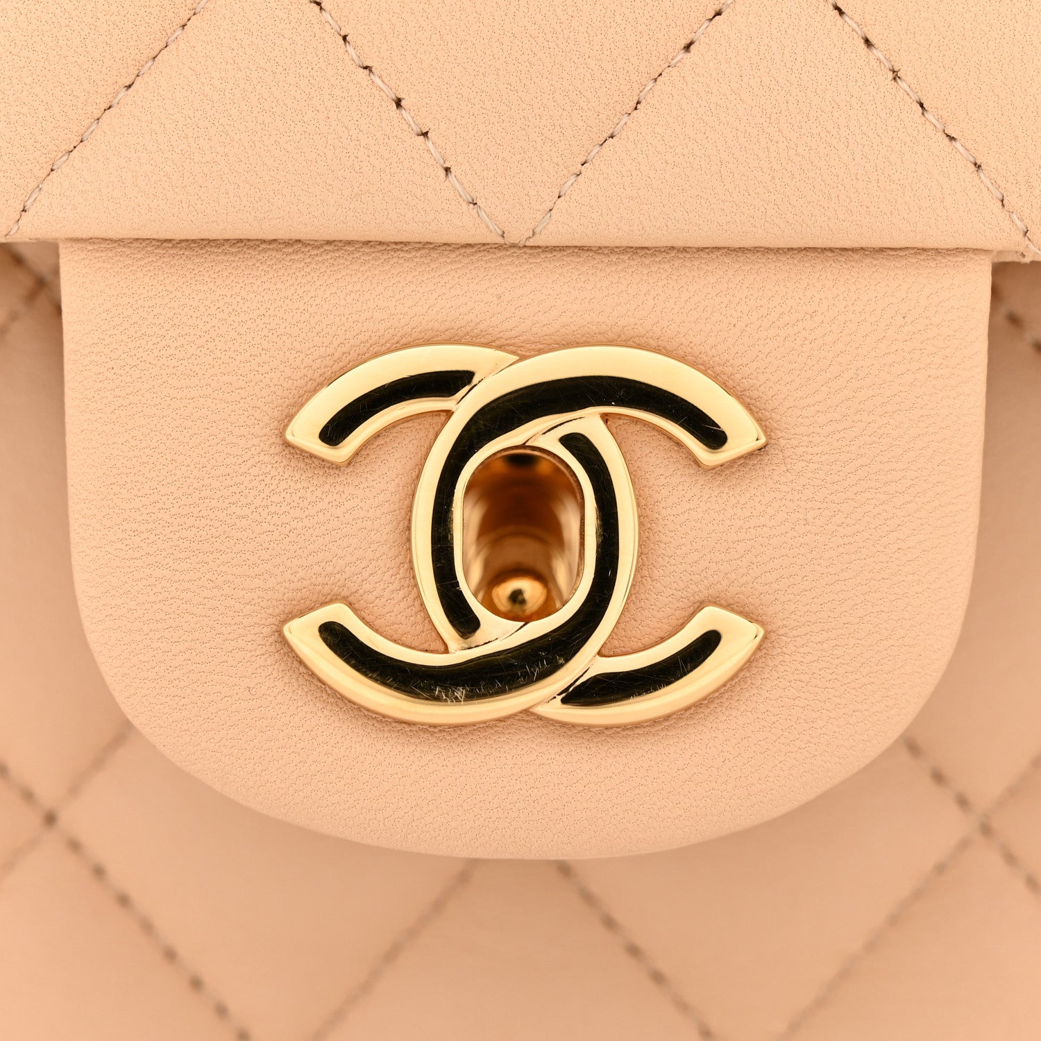 Chanel Lambskin Quilted Medium Double Flap Beige
