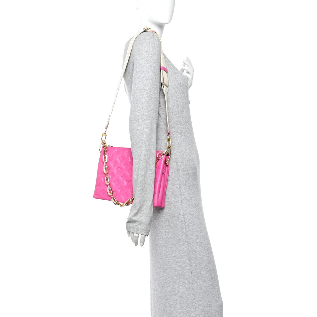 Louis Vuitton Lambskin Embossed Monogram Coussin PM Rose Miami