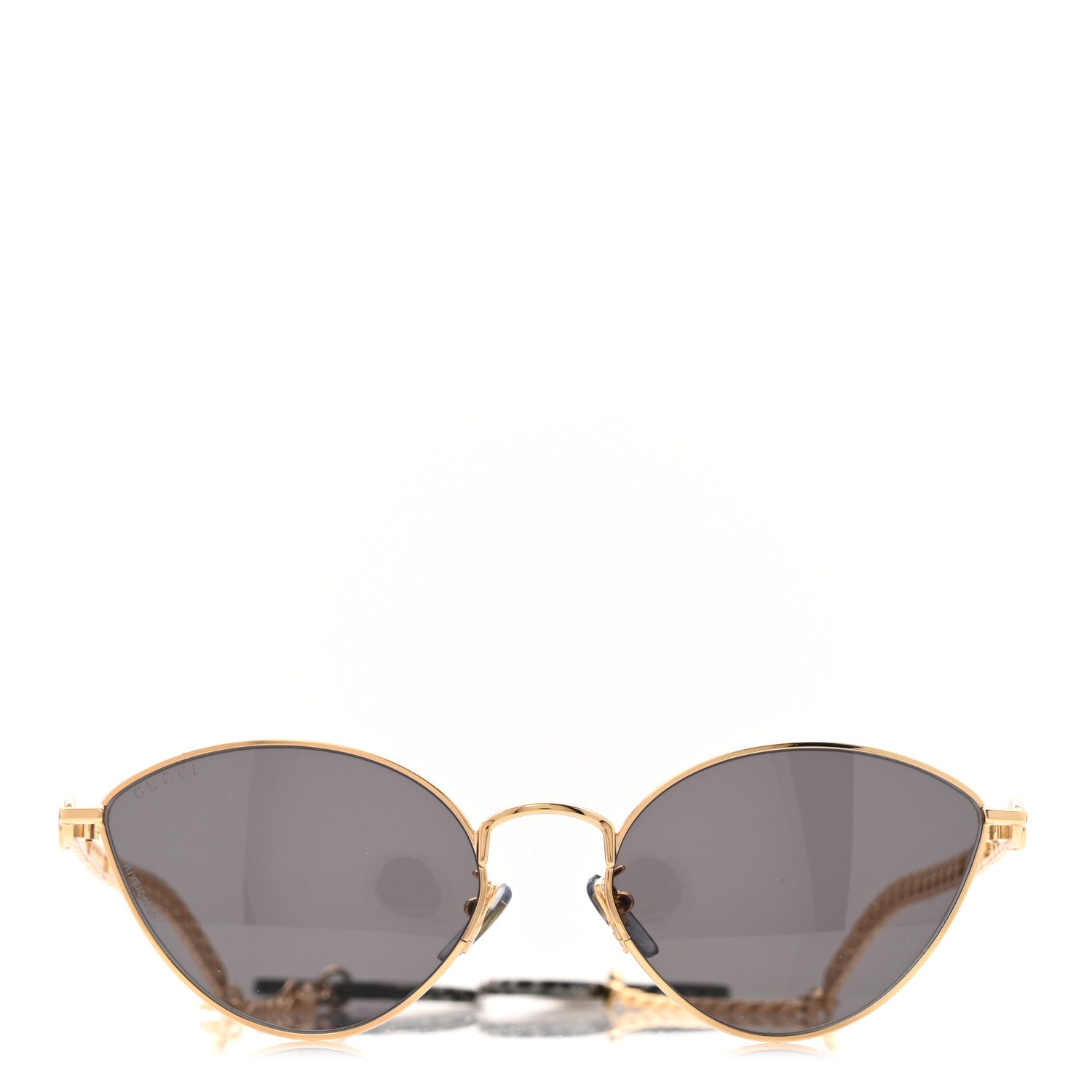 Gucci Metal Chain Cat Eye GG0977S Sunglasses Gold Grey