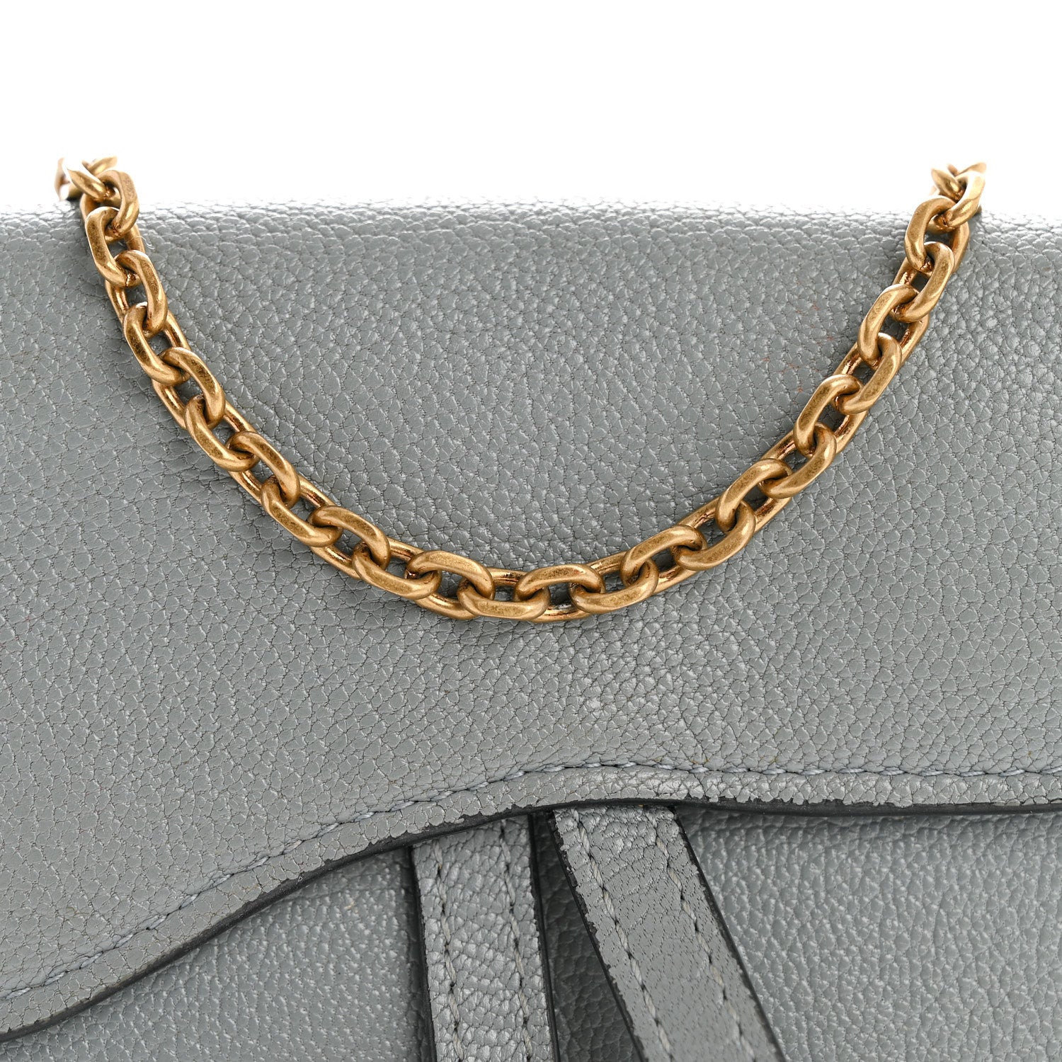 Christian Dior Goatskin Nano Saddle Chain Pouch Blue