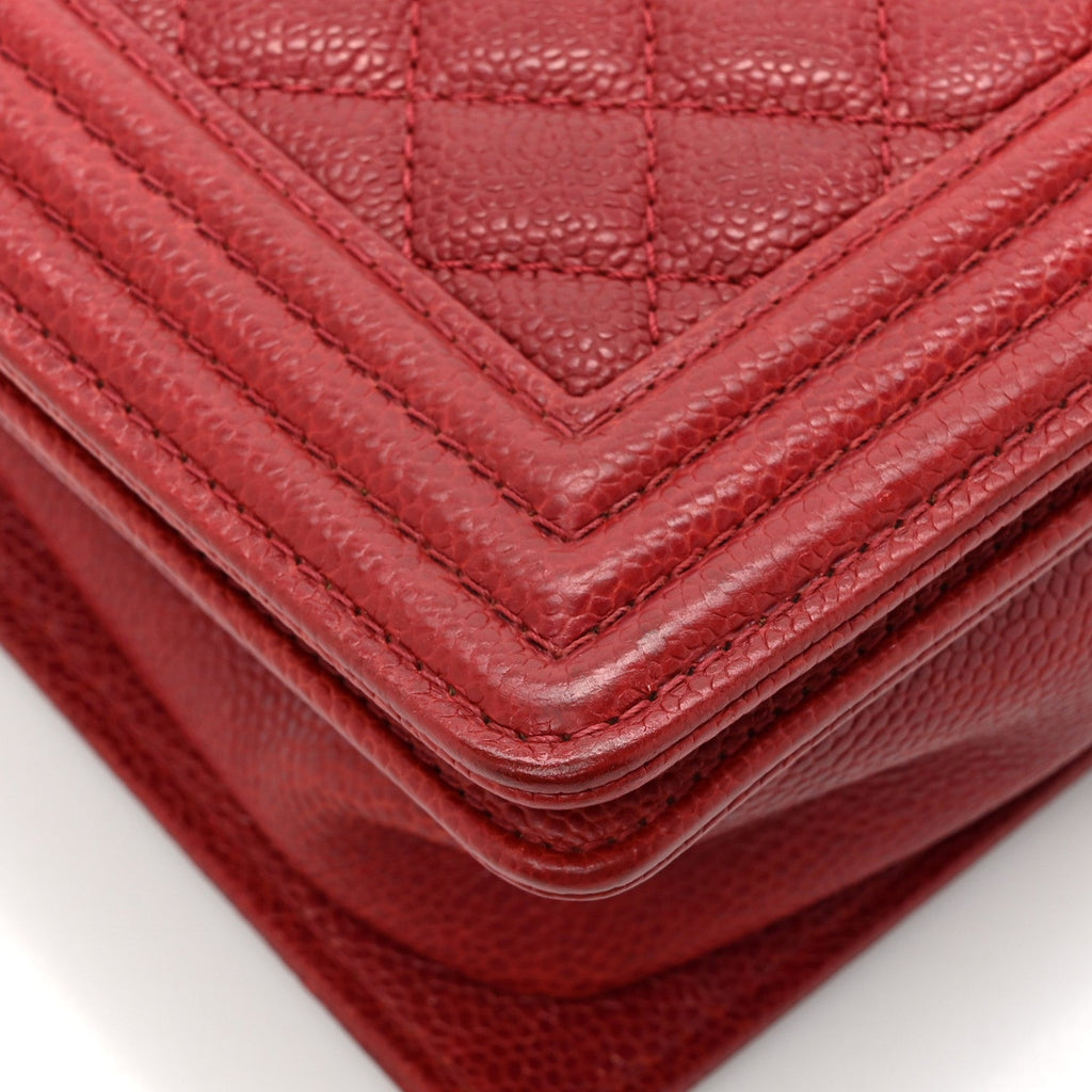Chanel Caviar Quilted Medium Boy Flap Red