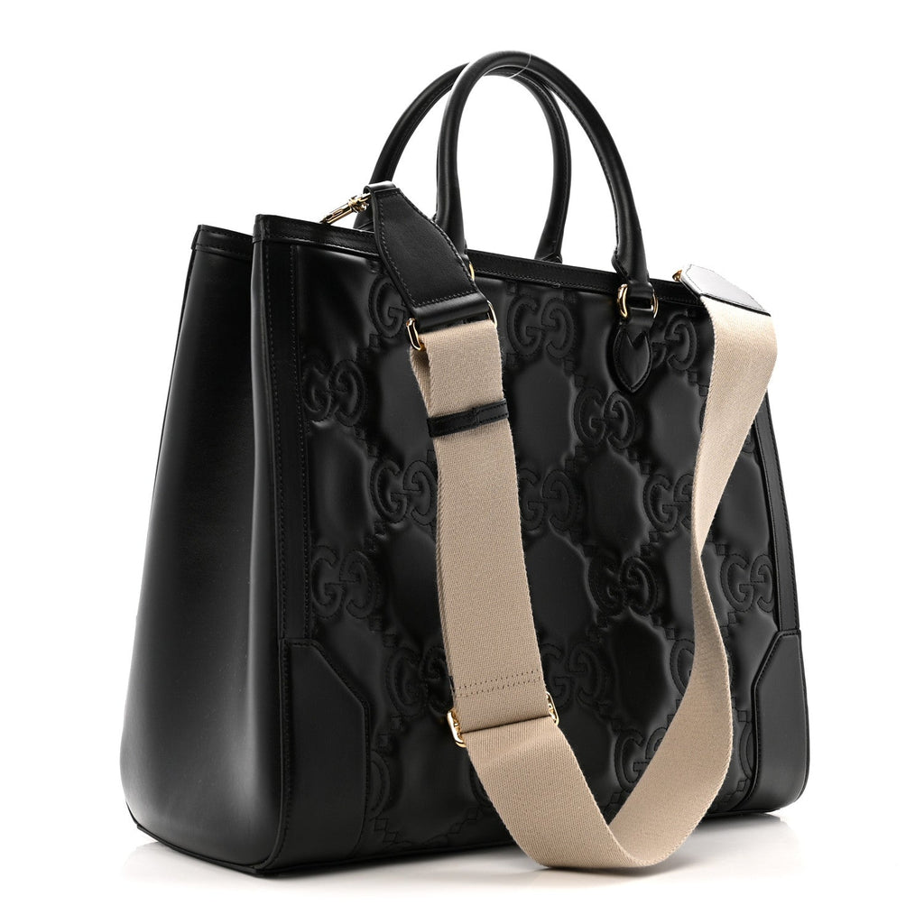 Gucci Calfskin GG Matelasse Tote Bag Black