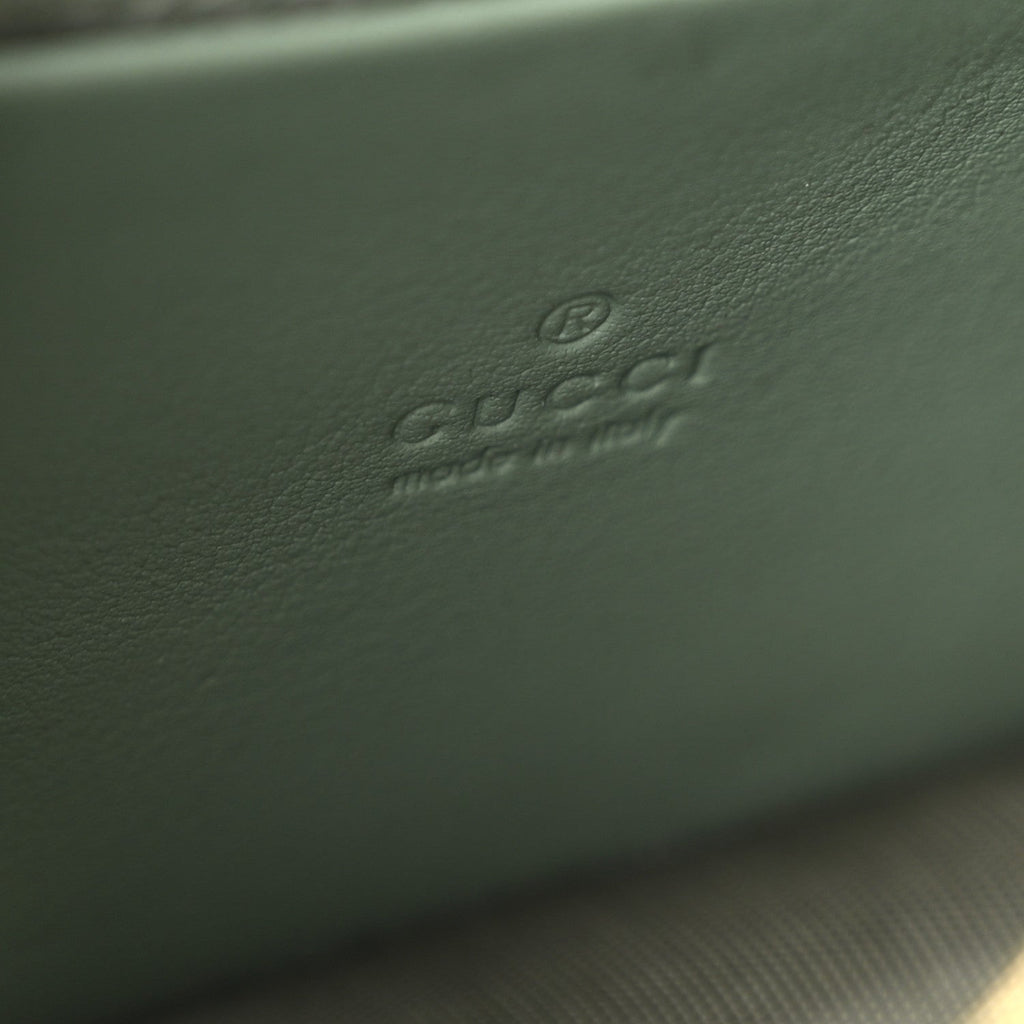 Gucci GG Supreme Monogram Textured Calfskin Emblem Wallet On Chain Sage Green