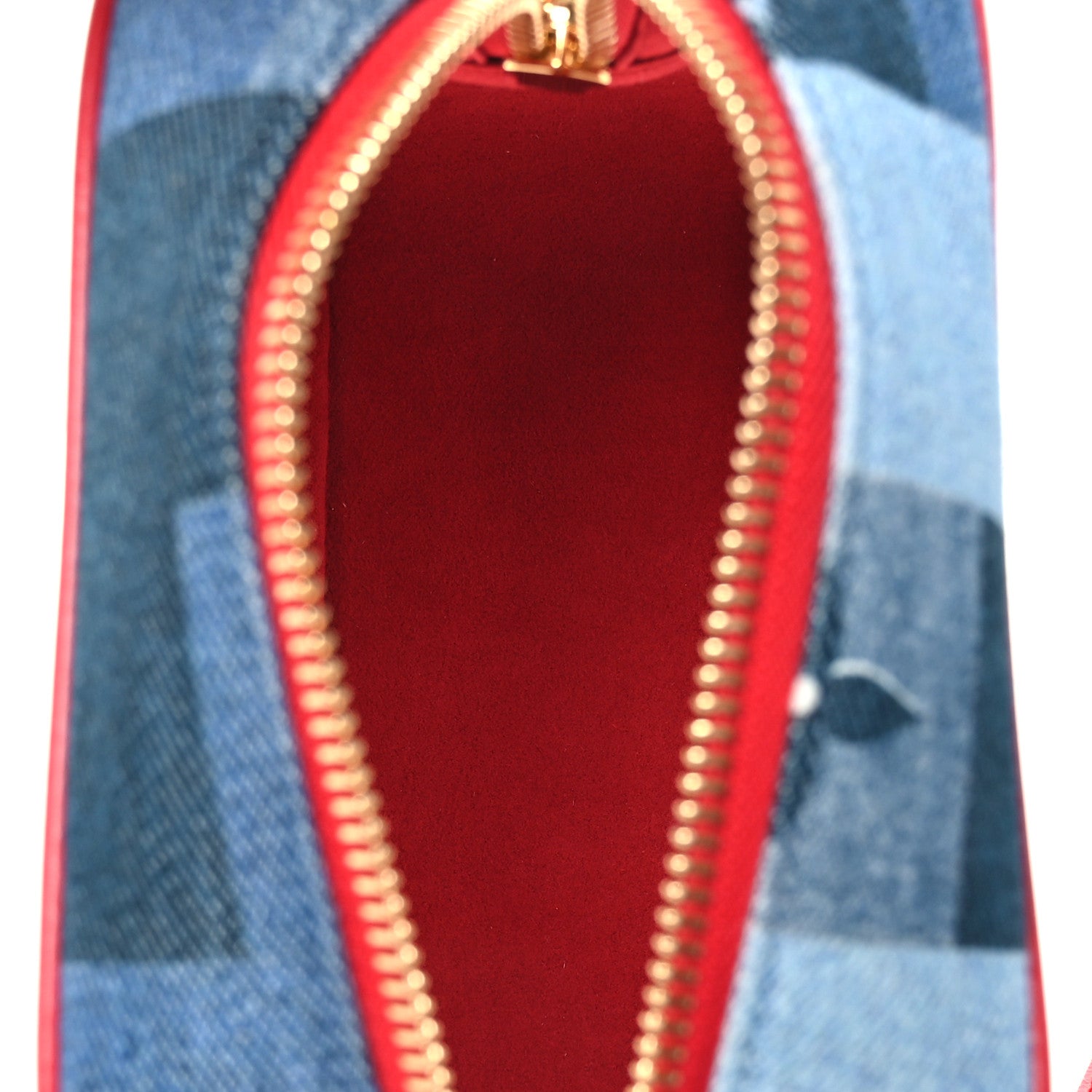 Louis Vuitton Denim Damier Monogram Patchwork PVC Beach Pouch Blue Rouge