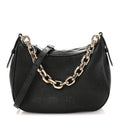 Gucci GG Grainy Calfskin Emblem Small Half Moon Shoulder Bag Black