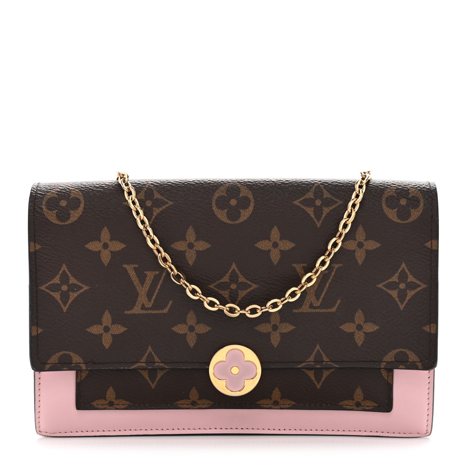 Louis Vuitton Monogram Flore Chain Wallet Rose Ballerine