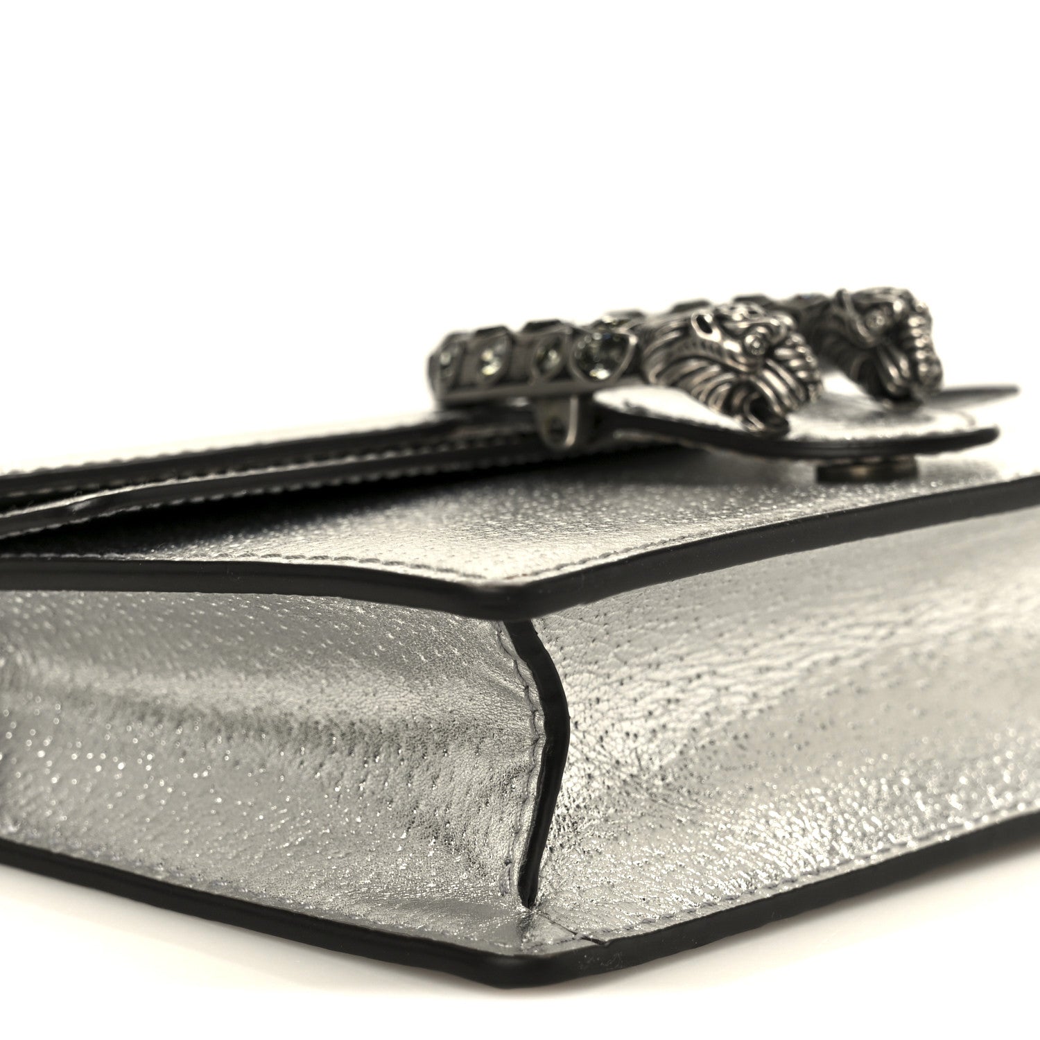 Gucci Metallic Calfskin Super Mini Dionysus Shoulder Bag Silver