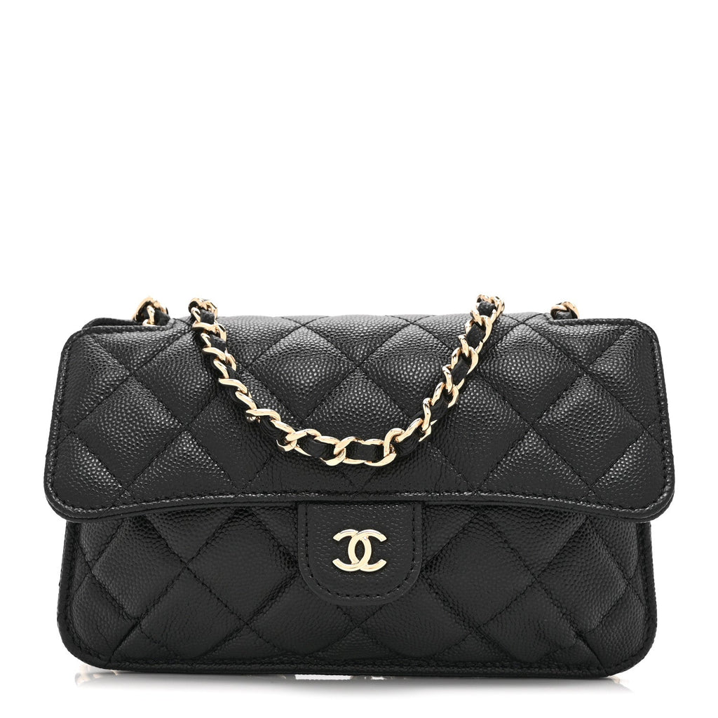 Chanel Caviar Fabric Graffiti Foldable Tote Bag With Chain Black Multicolor