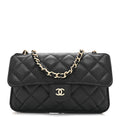 Chanel Caviar Fabric Graffiti Foldable Tote Bag With Chain Black Multicolor