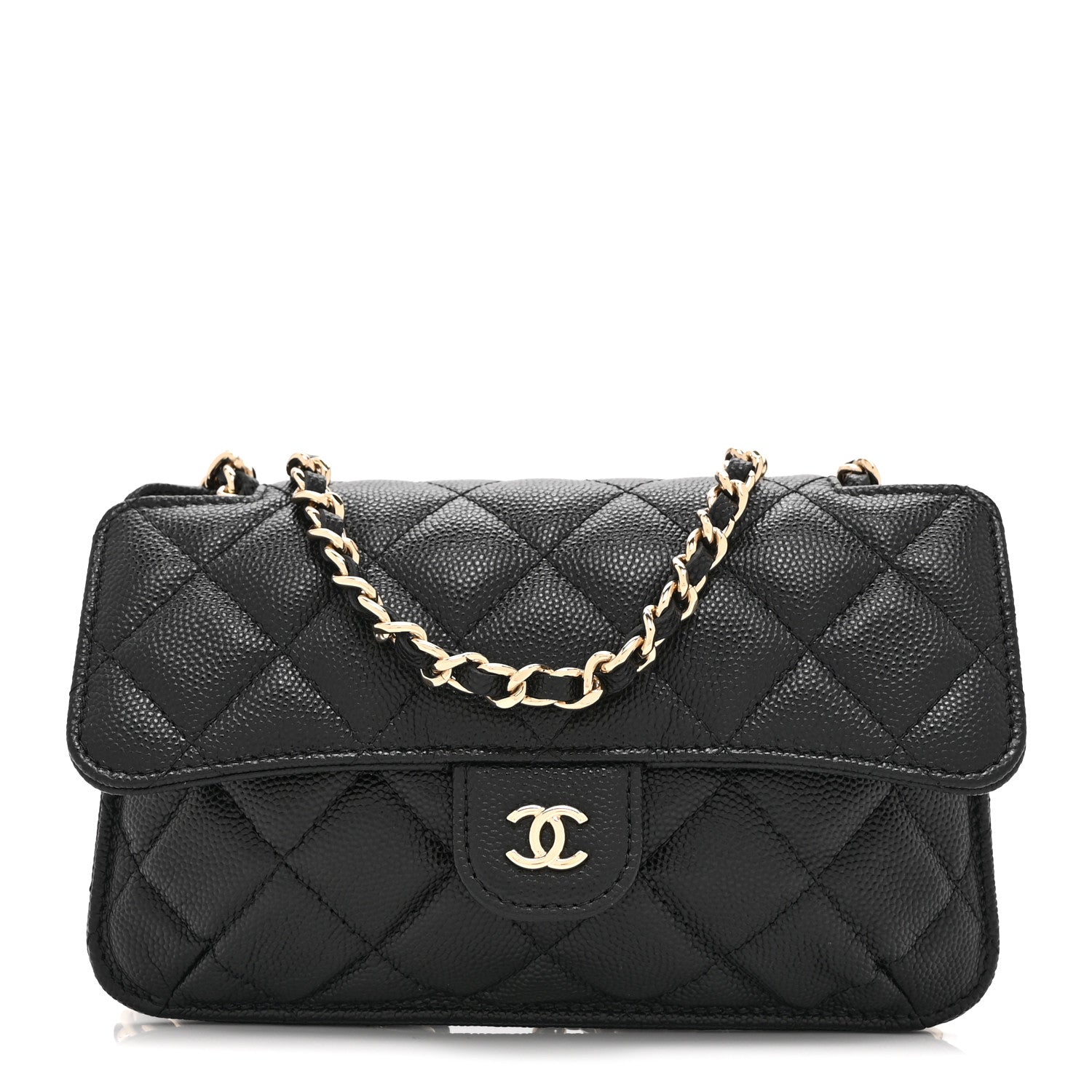 Chanel Caviar Fabric Graffiti Foldable Tote Bag With Chain Black Multicolor