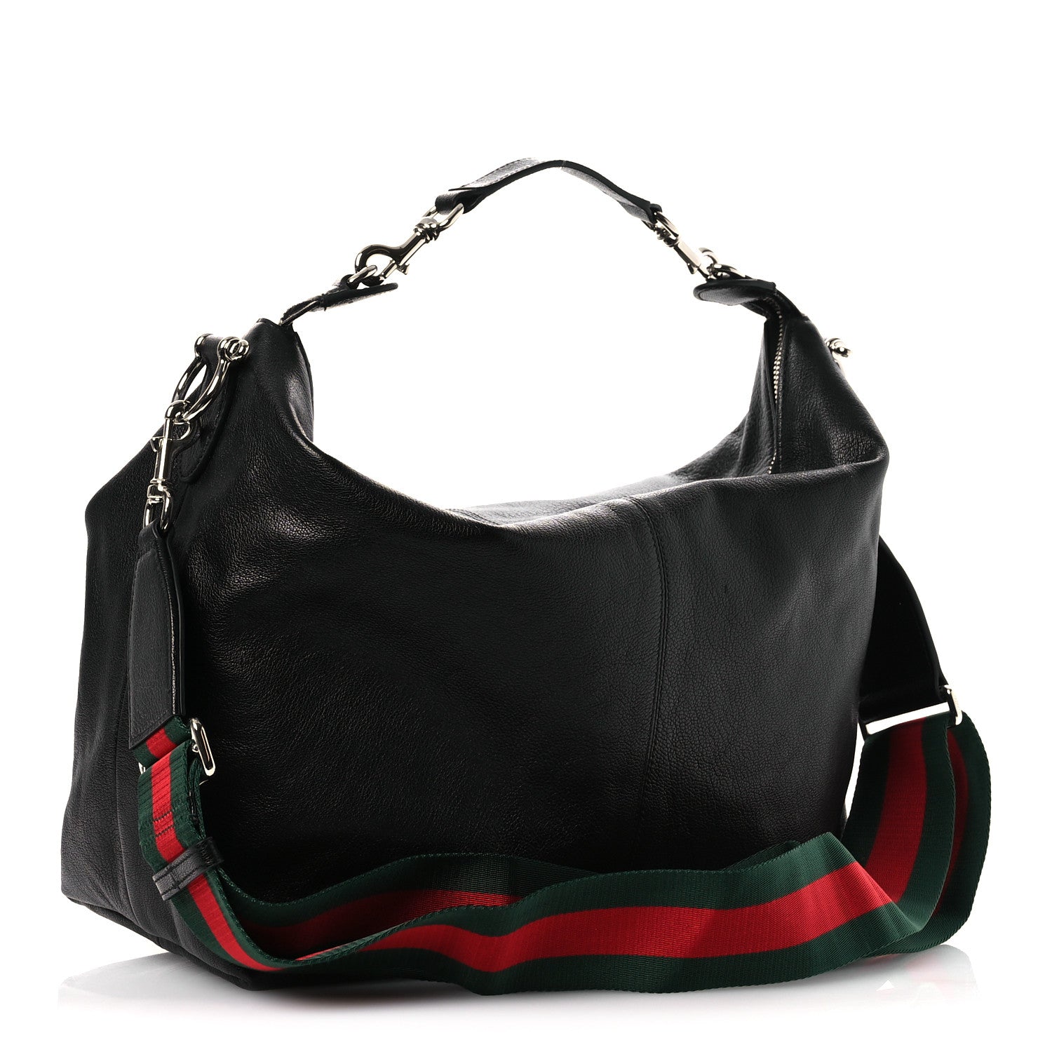 Gucci Grained Calfskin Medium Brea Crossbody Bag Black