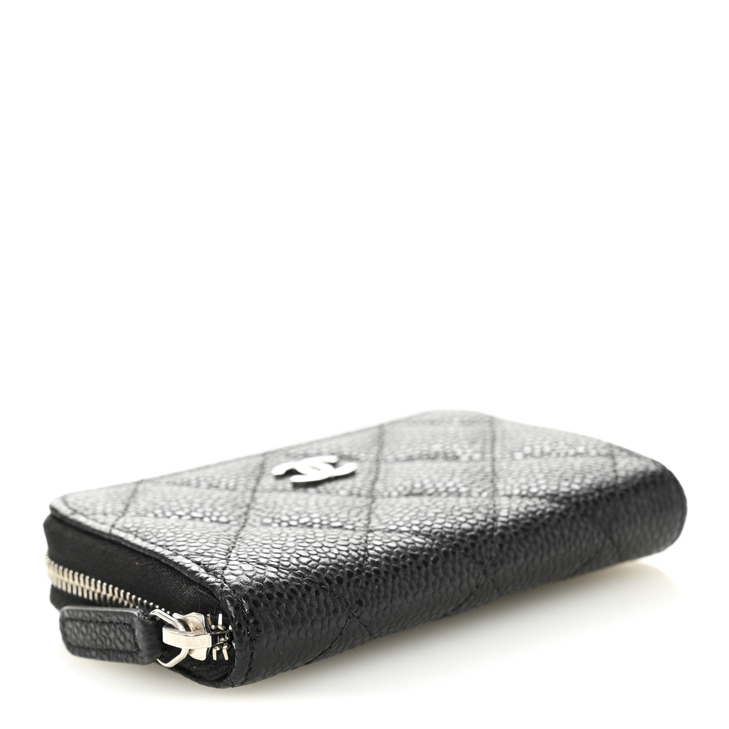 Caviar Quilted Zip Coin Purse Black