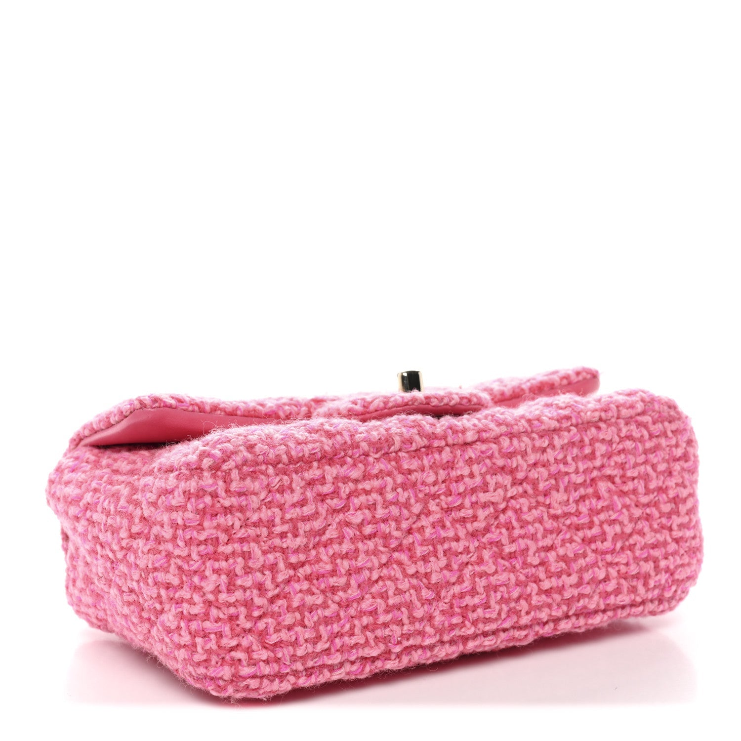 Chanel Wool Tweed Quilted Mini Rectangular Flap Dark Pink Fuchsia